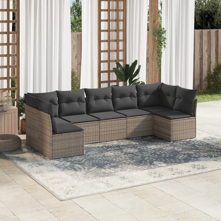 Matgrupp För Trädgården Med Dynor 8 Delar Beige Konstrotting