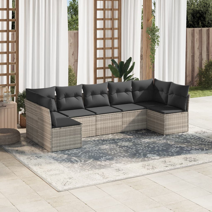 Matgrupp För Trädgården Med Dynor 8 Delar Beige Konstrotting