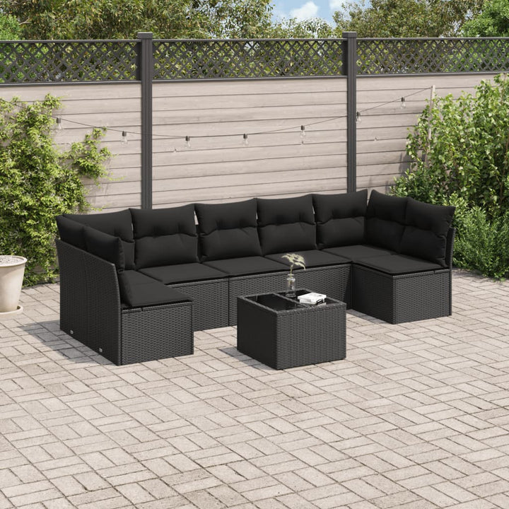 Matgrupp För Trädgården Med Dynor 8 Delar Beige Konstrotting