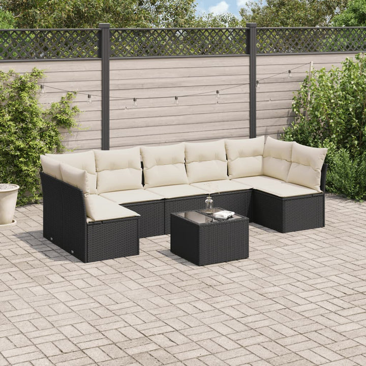 Matgrupp För Trädgården Med Dynor 8 Delar Beige Konstrotting