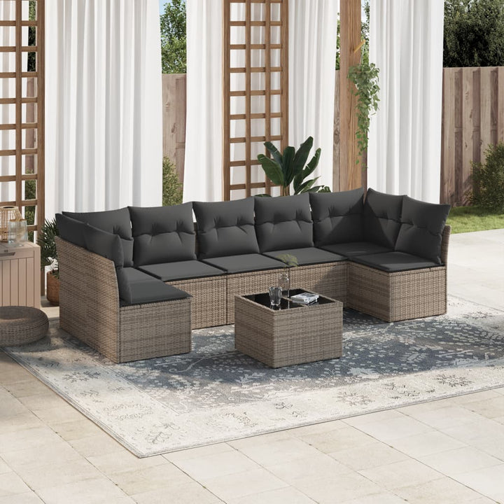 Matgrupp För Trädgården Med Dynor 8 Delar Beige Konstrotting