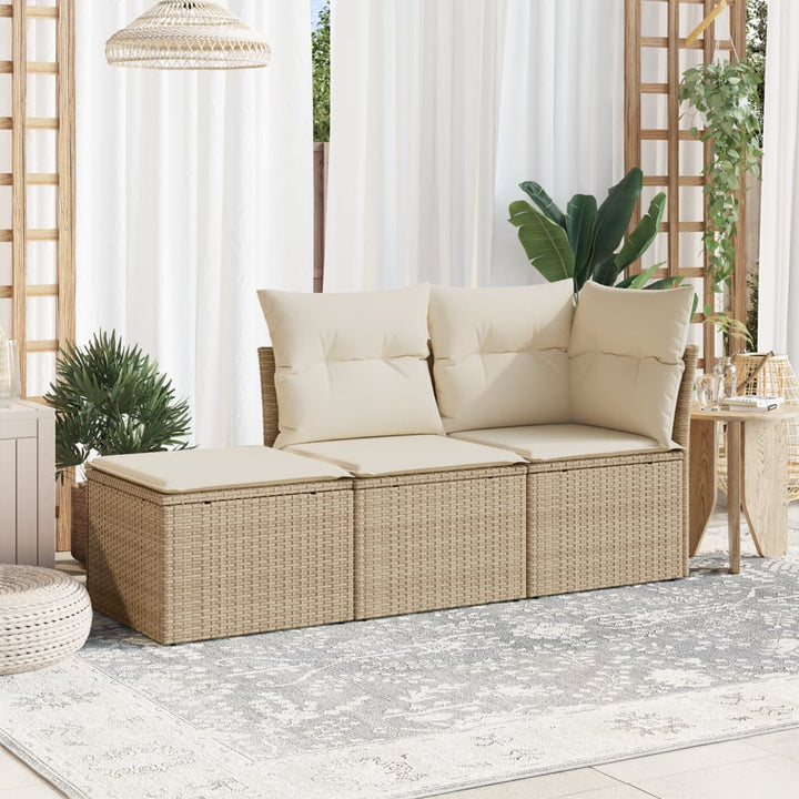 Soffgrupp För Trädgården 3 Delar Med Dynor Beige Konstrotting