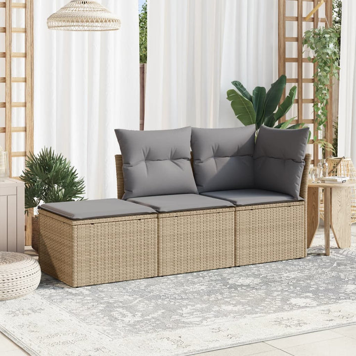 Soffgrupp För Trädgården 3 Delar Med Dynor Beige Konstrotting