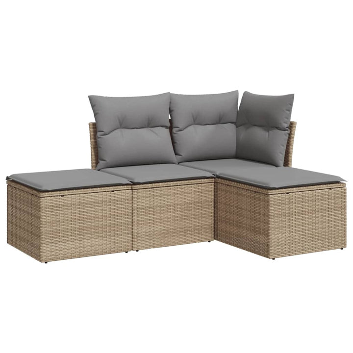 Soffgrupp För Trädgård Med Dynor 4 Delar Beige Konstrotting