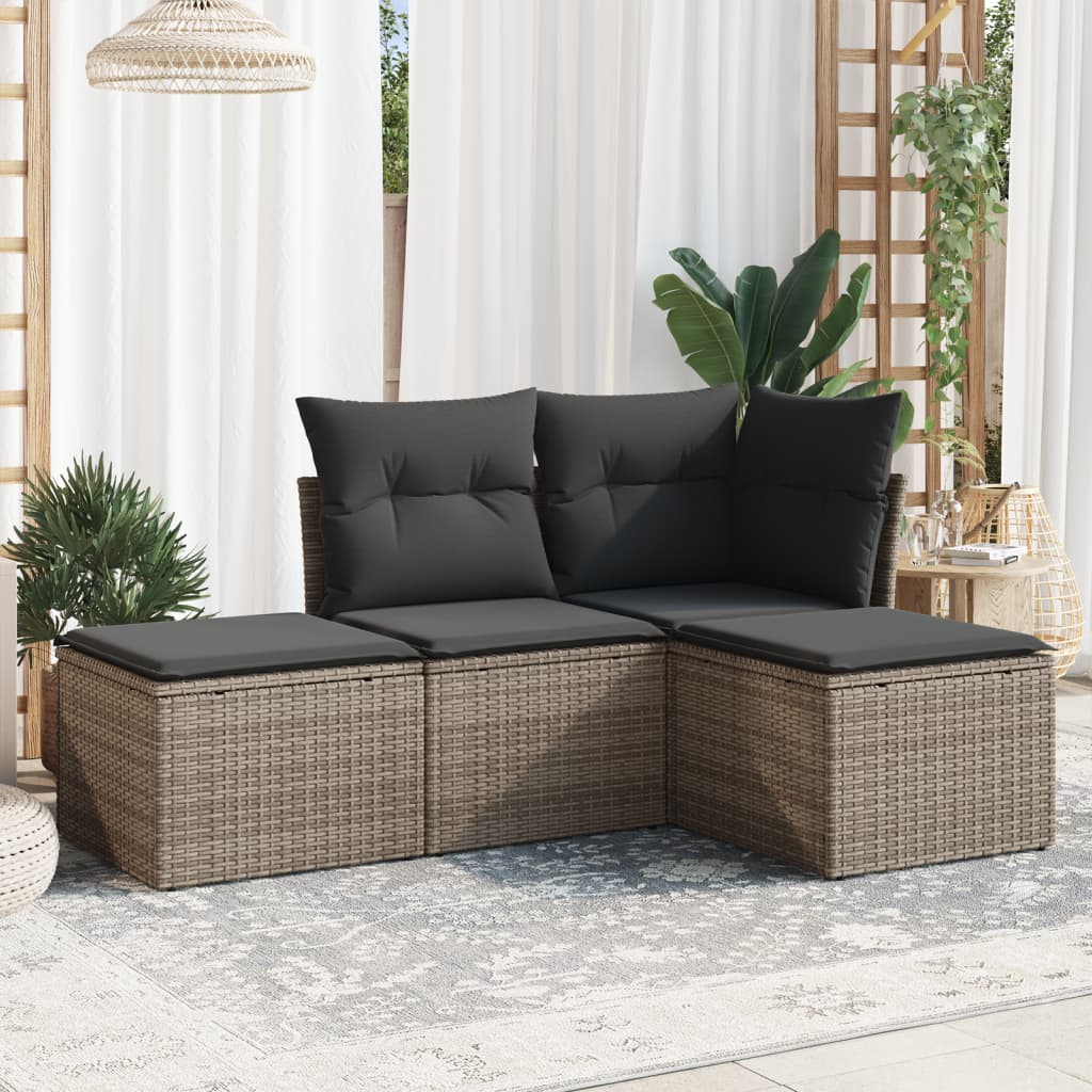 Soffgrupp För Trädgård Med Dynor 4 Delar Beige Konstrotting