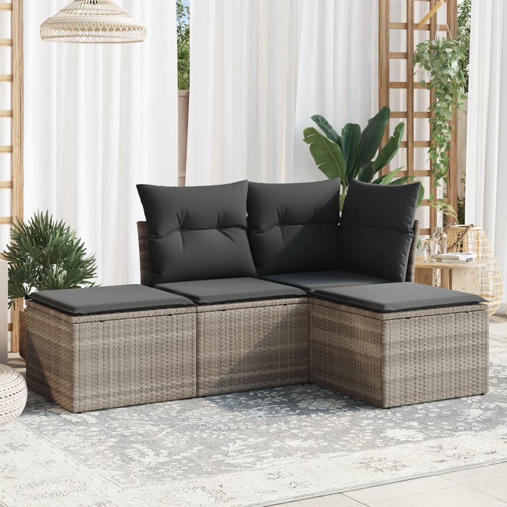 Soffgrupp För Trädgård Med Dynor 4 Delar Beige Konstrotting