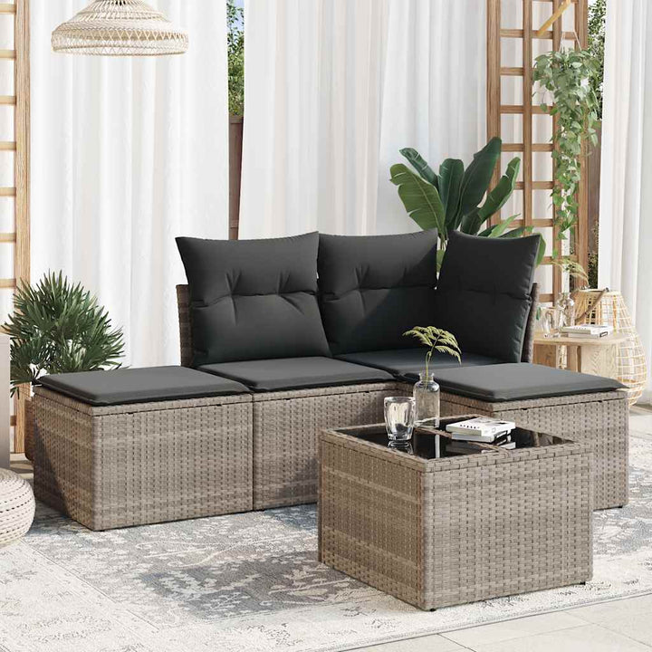 Soffgrupp För Trädgård Med Dynor 4 Delar Beige Konstrotting