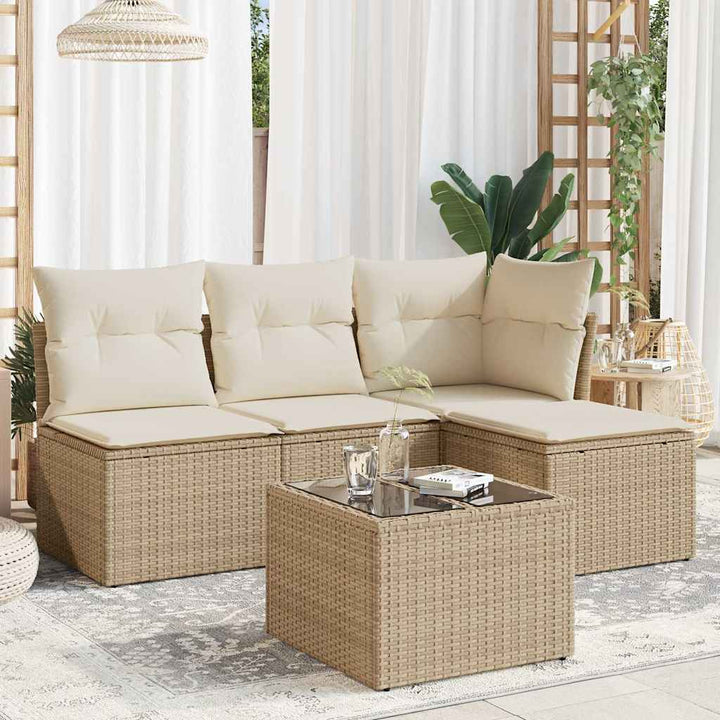 Loungegrupp För Trädgården Med Dynor 5 Delar Svart Konstrotting