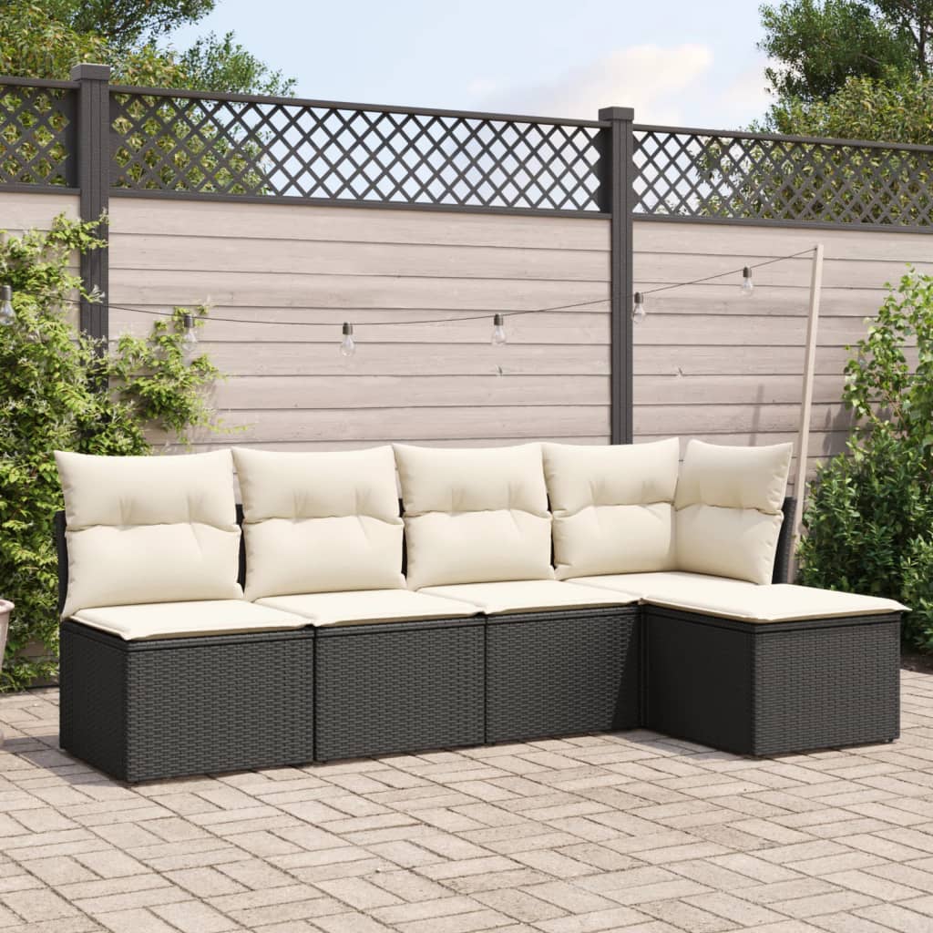 Soffgrupp För Trädgården Med Dynor 5 Delar Beige Konstrotting
