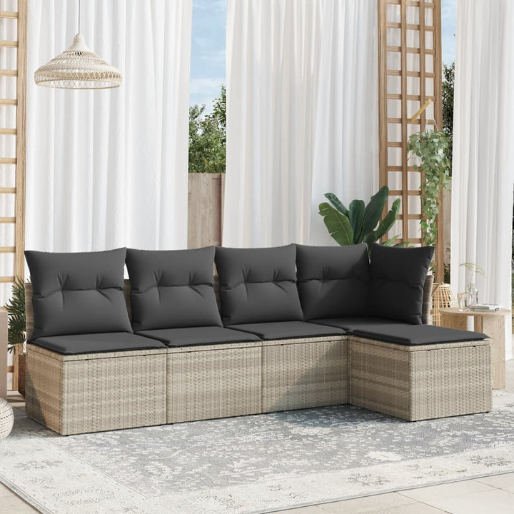 Soffgrupp För Trädgården Med Dynor 5 Delar Beige Konstrotting