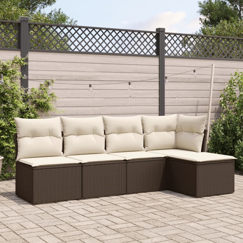 Soffgrupp För Trädgården Med Dynor 5 Delar Beige Konstrotting