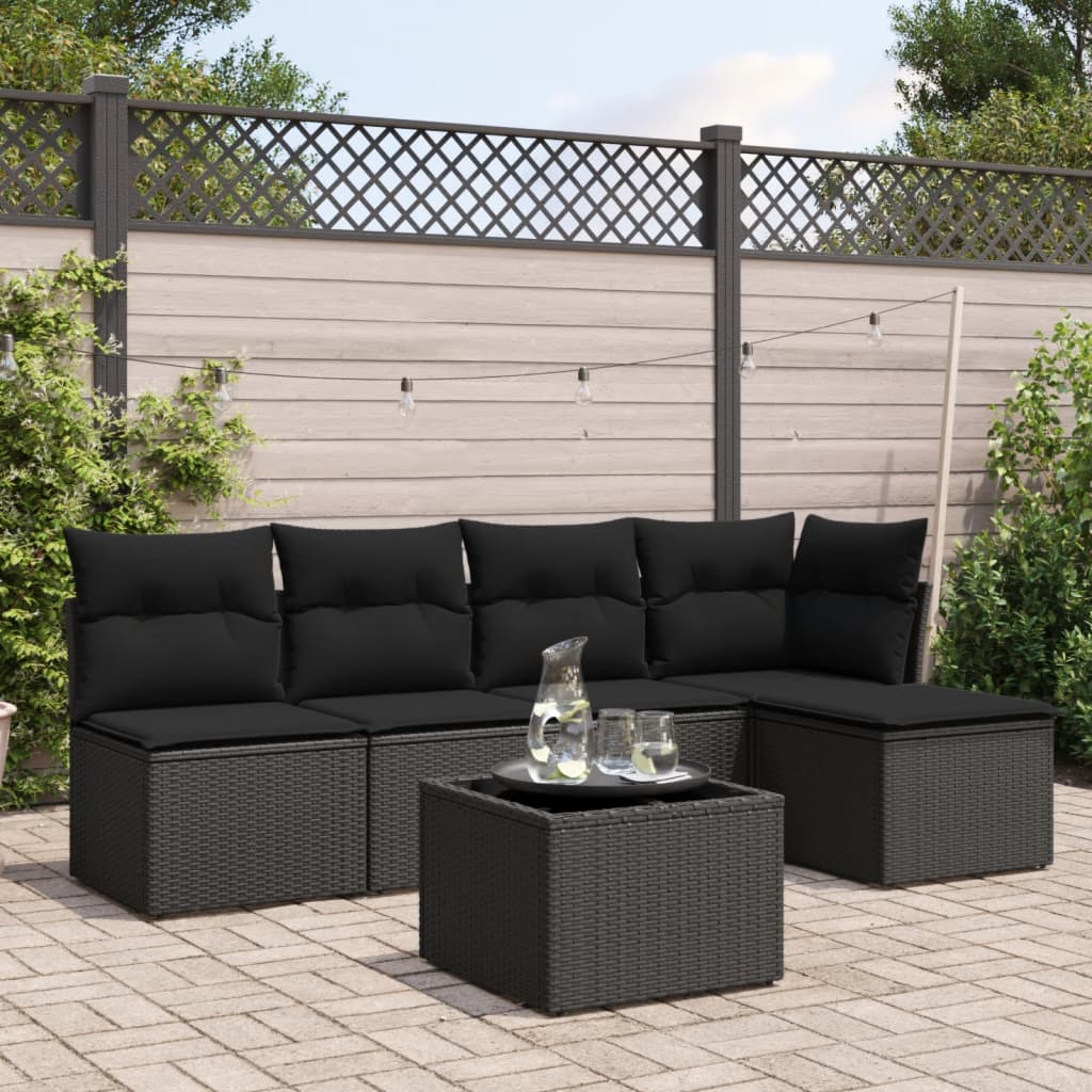 Soffgrupp För Trädgården Med Dynor 5 Delar Beige Konstrotting