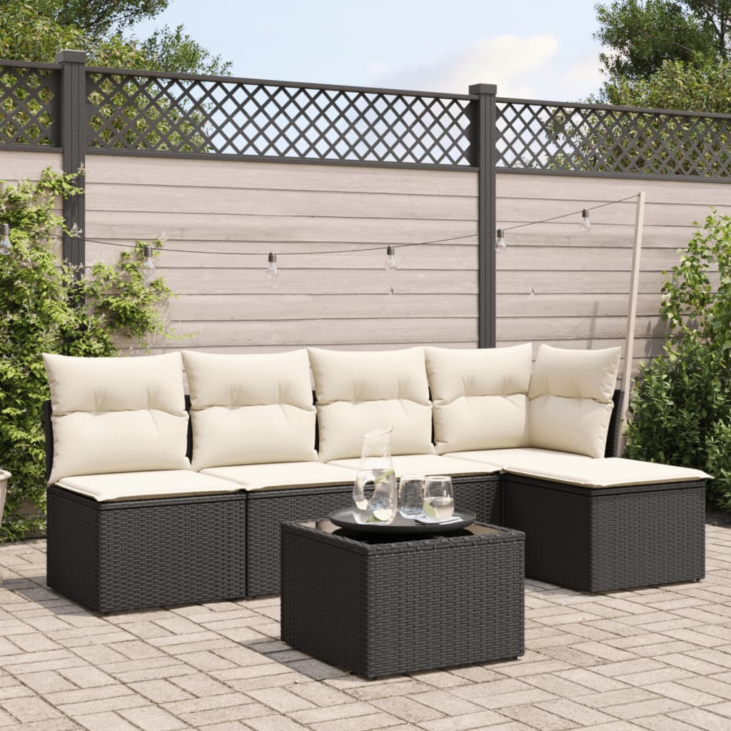 Soffgrupp För Trädgården Med Dynor 5 Delar Beige Konstrotting