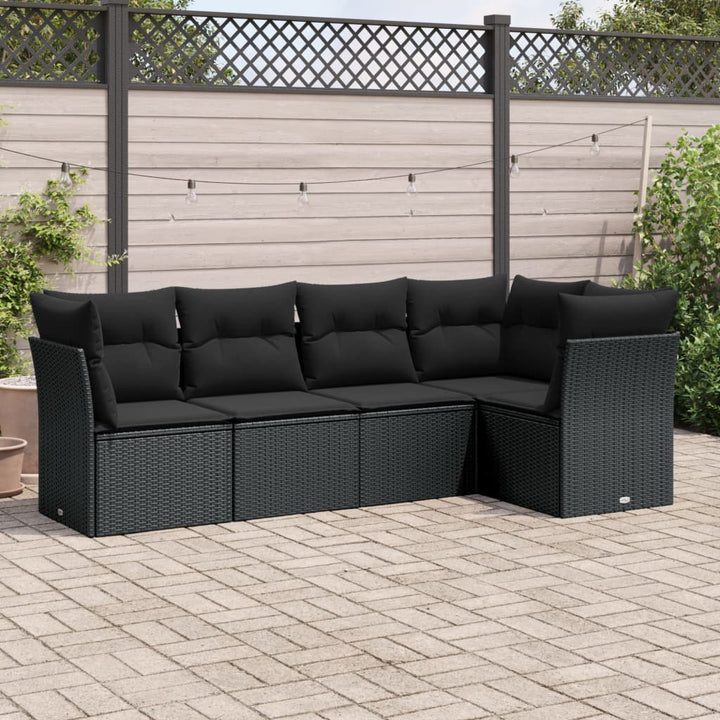 Loungegrupp Med Dynor 6 Delar Svart Konstrotting