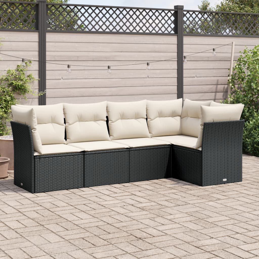 Loungegrupp Med Dynor 6 Delar Svart Konstrotting