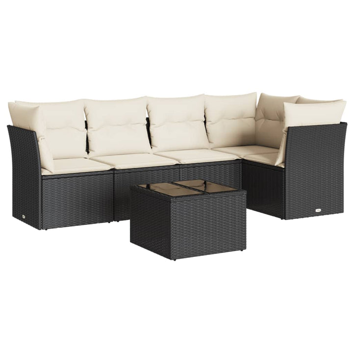 Loungegrupp Med Dynor 6 Delar Svart Konstrotting