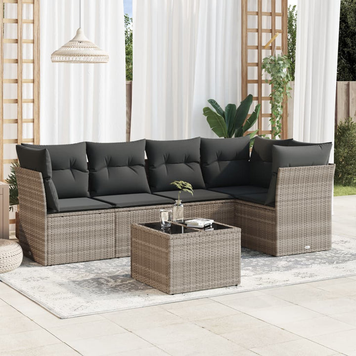 Loungegrupp Med Dynor 6 Delar Svart Konstrotting