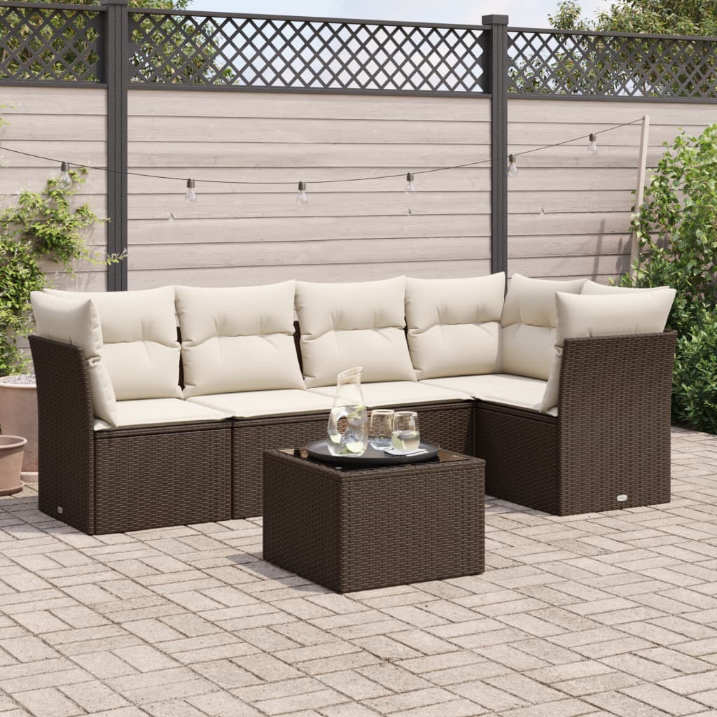 Loungegrupp Med Dynor 6 Delar Svart Konstrotting