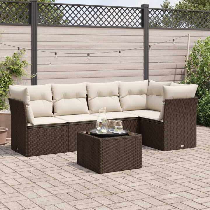 Loungegrupp Med Dynor 6 Delar Svart Konstrotting