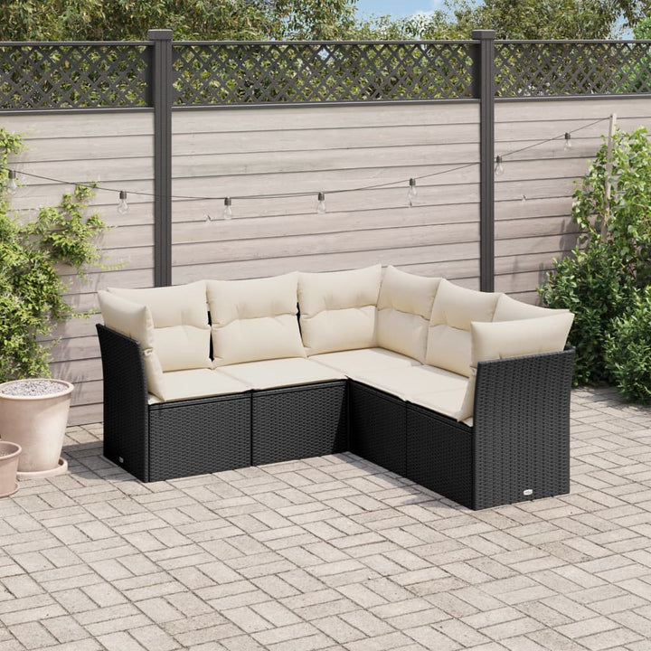 Soffgrupp För Trädgården Med Dynor 5 Delar Beige Konstrotting
