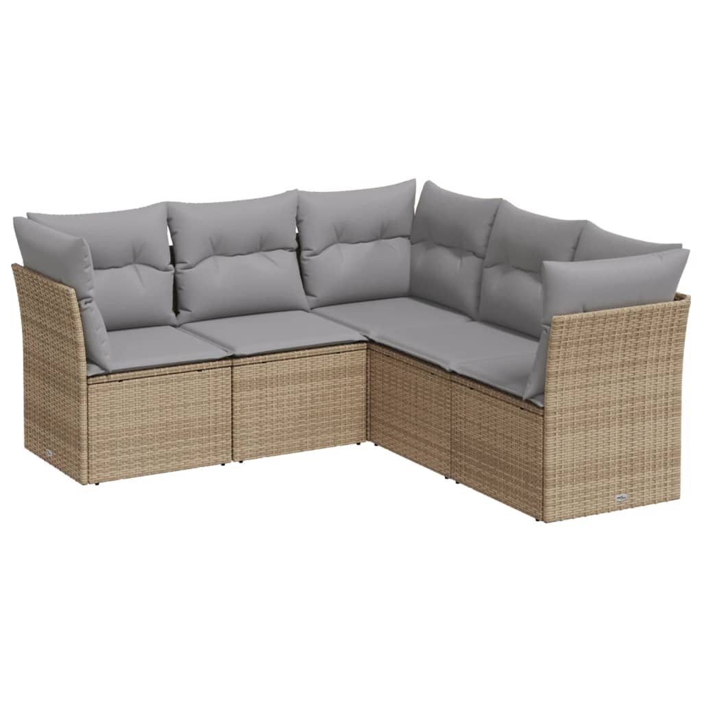 Soffgrupp För Trädgården Med Dynor 5 Delar Beige Konstrotting
