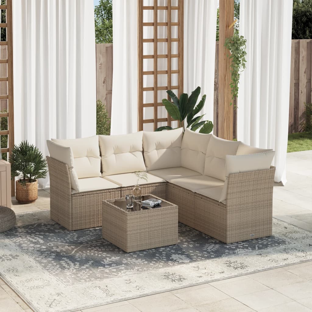 Soffgrupp För Trädgården Med Dynor 5 Delar Beige Konstrotting
