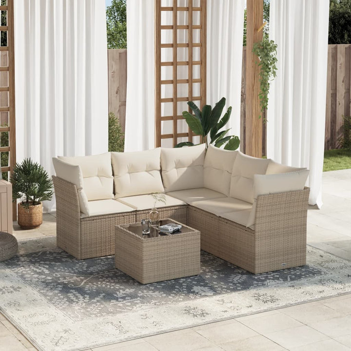 Soffgrupp För Trädgården Med Dynor 5 Delar Beige Konstrotting
