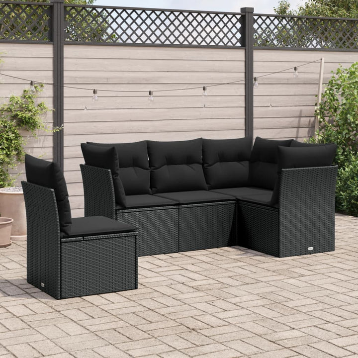 Loungegrupp Med Dynor 6 Delar Svart Konstrotting