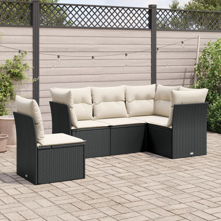 Loungegrupp Med Dynor 6 Delar Svart Konstrotting