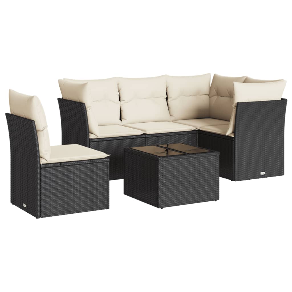 Loungegrupp Med Dynor 6 Delar Svart Konstrotting