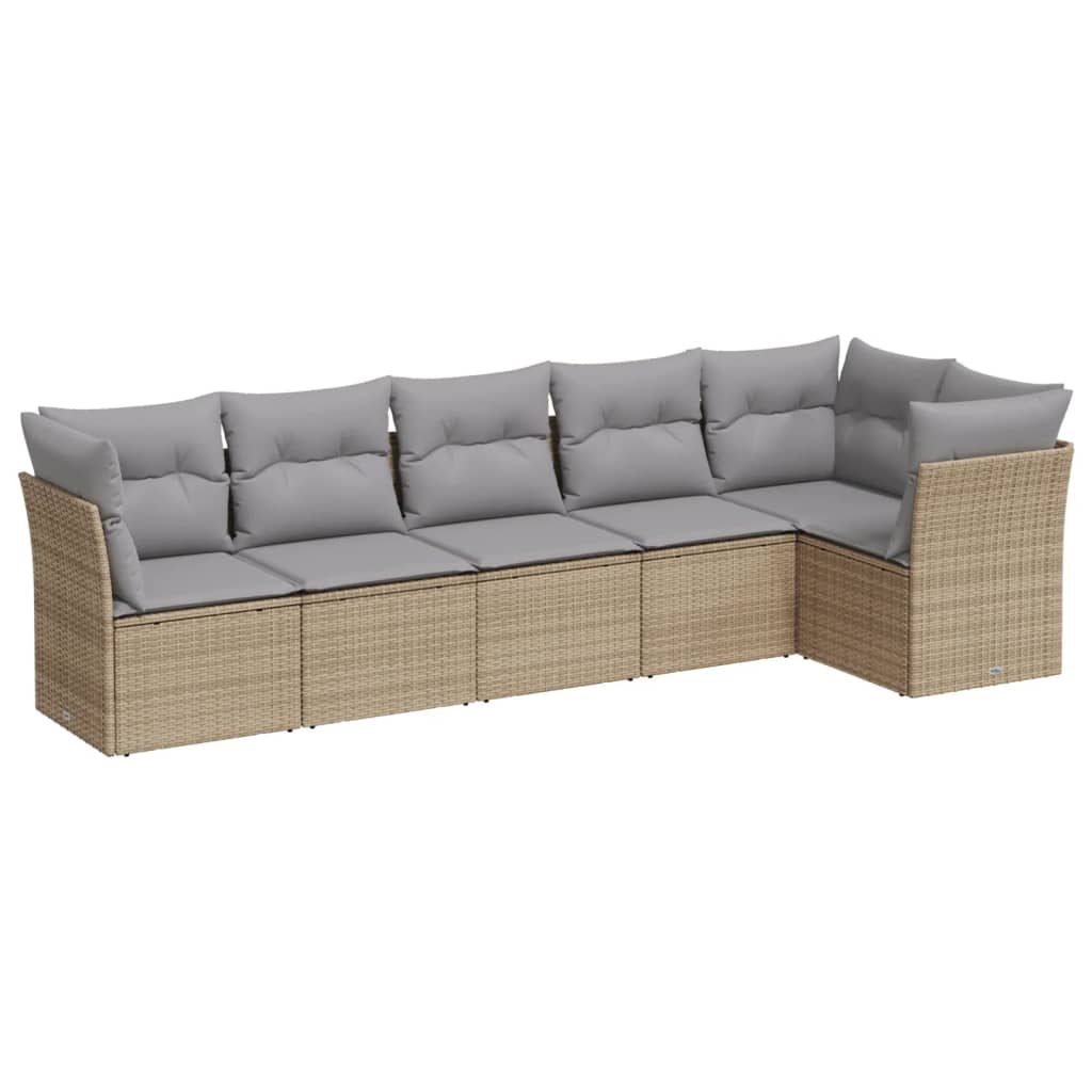 Soffgrupp För Trädgården Med Dynor 6 Delar Beige Konstrotting