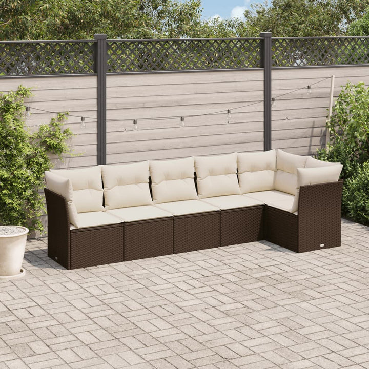 Soffgrupp För Trädgården Med Dynor 6 Delar Beige Konstrotting