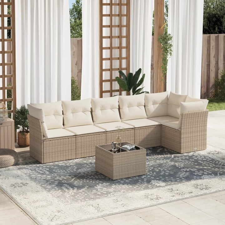 Soffgrupp För Trädgården Med Dynor 6 Delar Beige Konstrotting