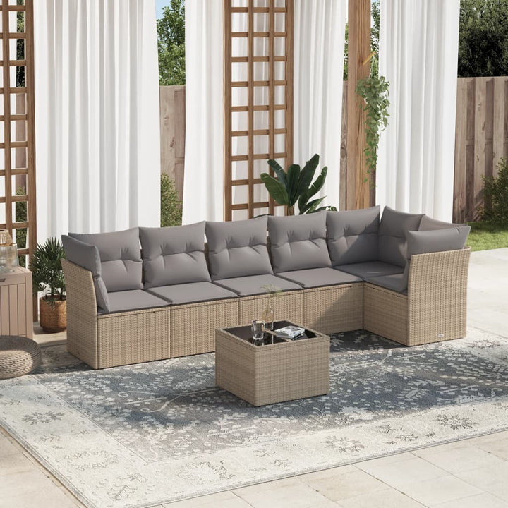 Soffgrupp För Trädgården Med Dynor 6 Delar Beige Konstrotting