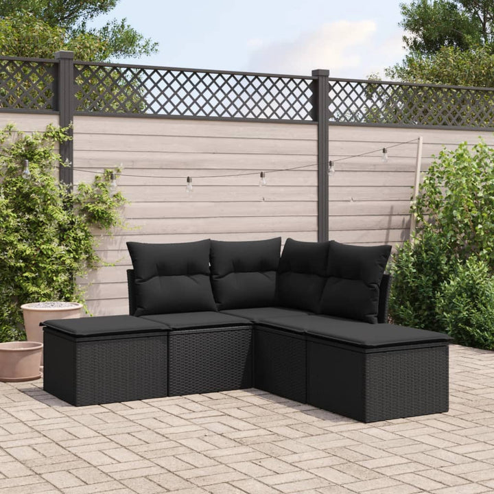Loungegrupp Med Dynor 6 Delar Svart Konstrotting