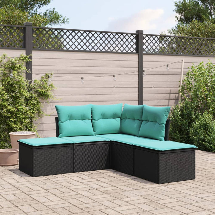 Loungegrupp Med Dynor 6 Delar Svart Konstrotting