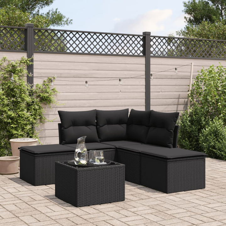 Loungegrupp Med Dynor 6 Delar Svart Konstrotting