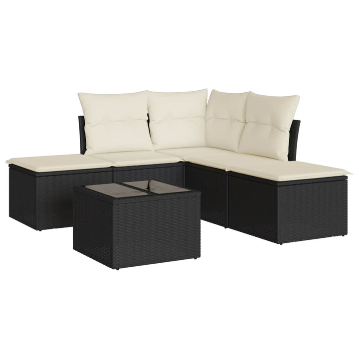 Loungegrupp Med Dynor 6 Delar Svart Konstrotting