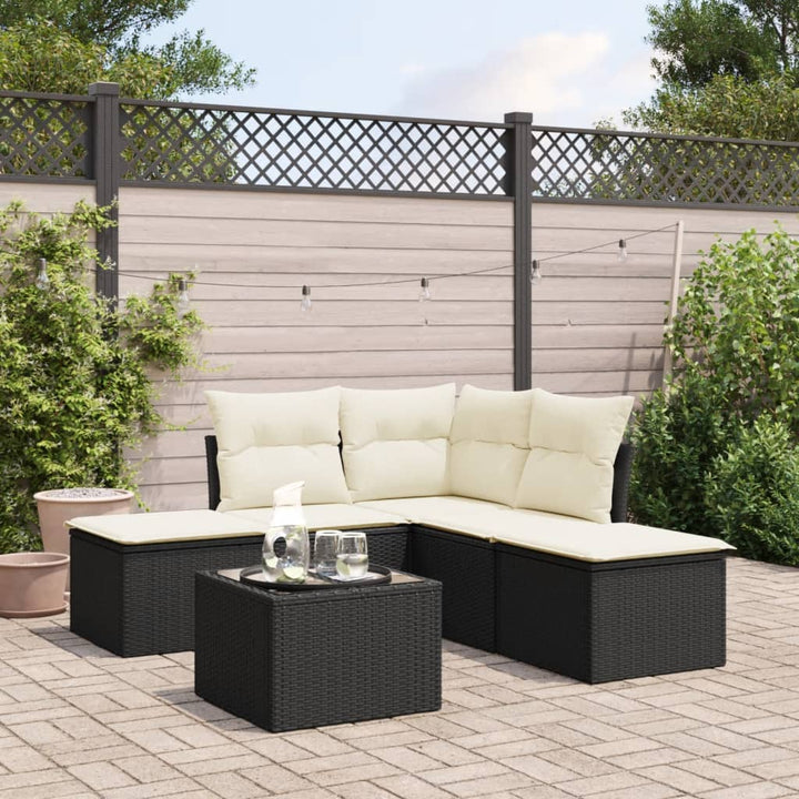 Loungegrupp Med Dynor 6 Delar Svart Konstrotting