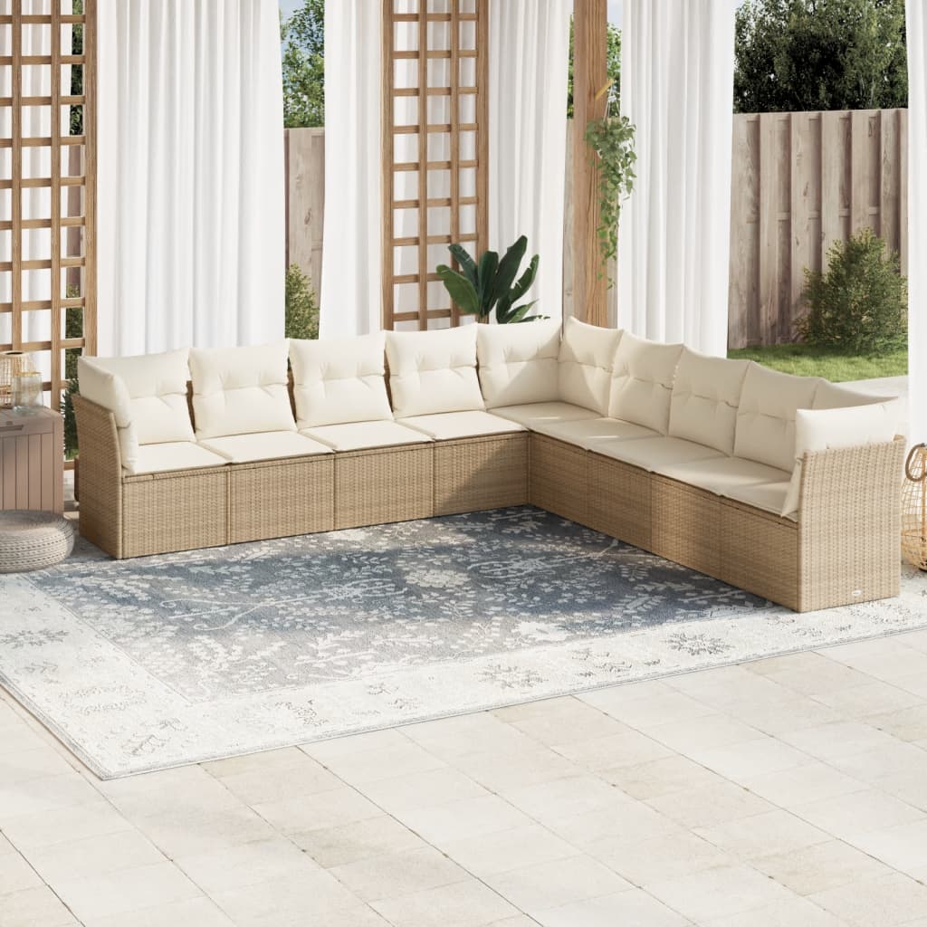 Soffgrupp För Trädgård Med Dynor 10 Delar Beige Konstrotting