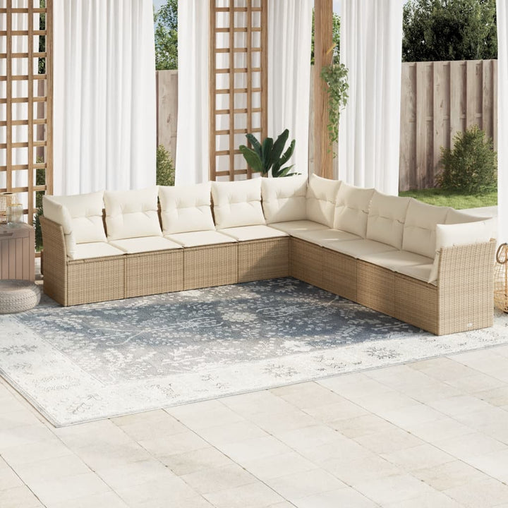 Soffgrupp För Trädgård Med Dynor 10 Delar Beige Konstrotting