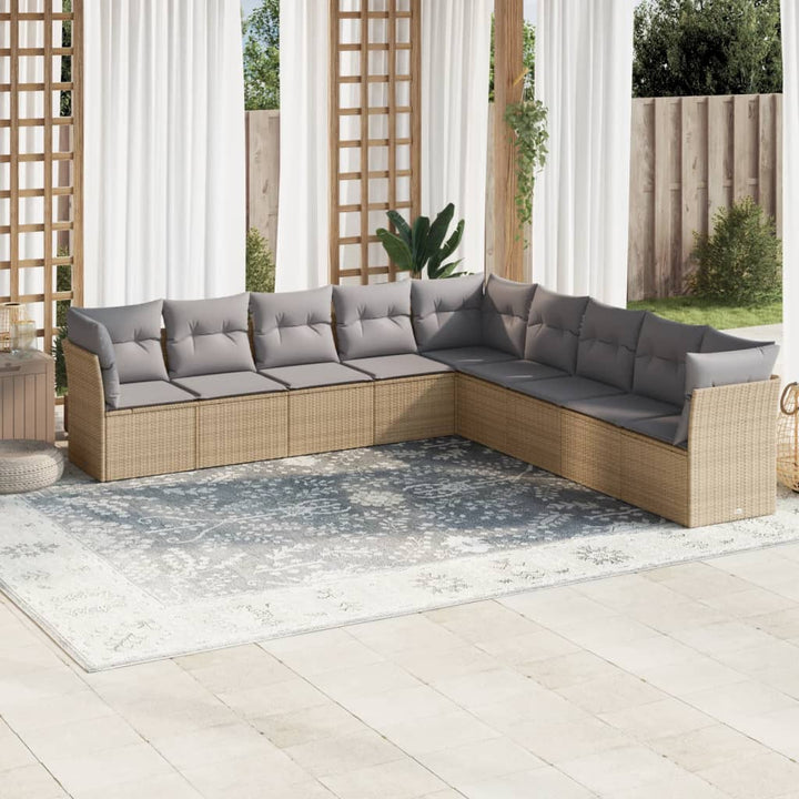 Soffgrupp För Trädgård Med Dynor 10 Delar Beige Konstrotting
