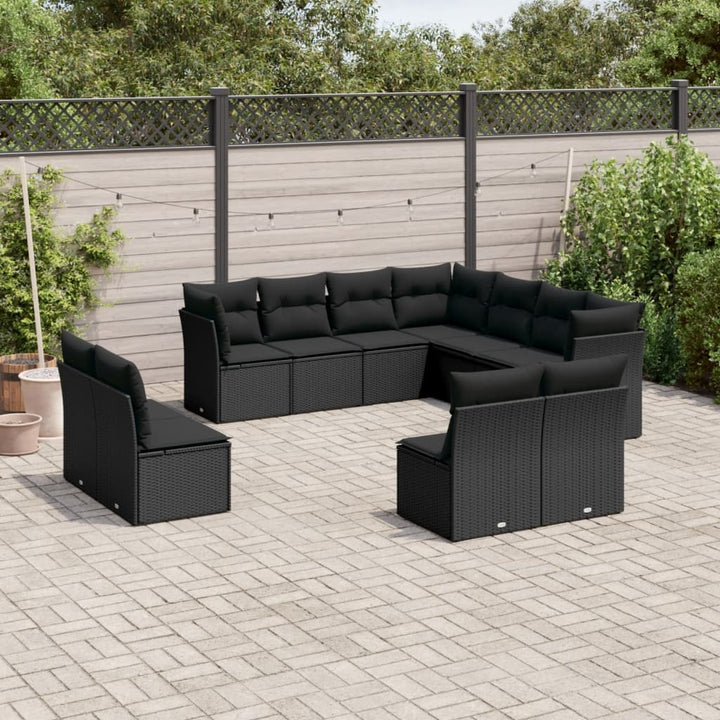 Loungegrupp För Trädgården M. Dynor 11 Delar Beige Konstrotting