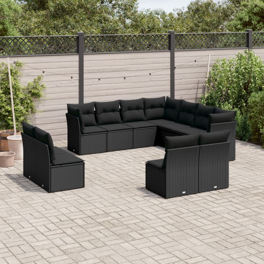 Loungegrupp För Trädgården M. Dynor 11 Delar Beige Konstrotting