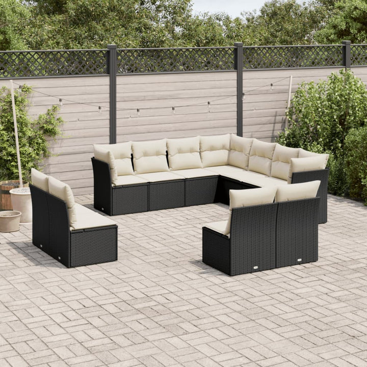 Loungegrupp För Trädgården M. Dynor 11 Delar Beige Konstrotting