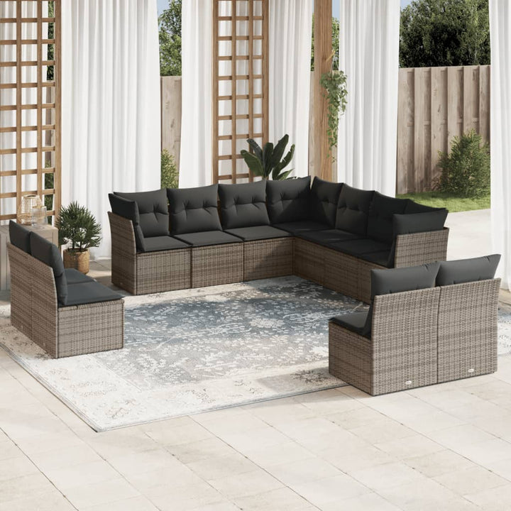 Loungegrupp För Trädgården M. Dynor 11 Delar Beige Konstrotting