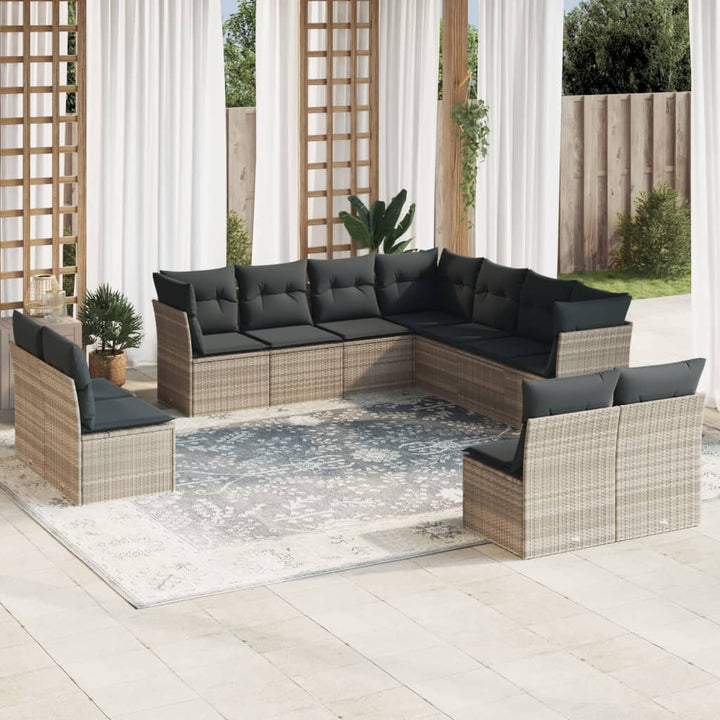 Loungegrupp För Trädgården M. Dynor 11 Delar Beige Konstrotting