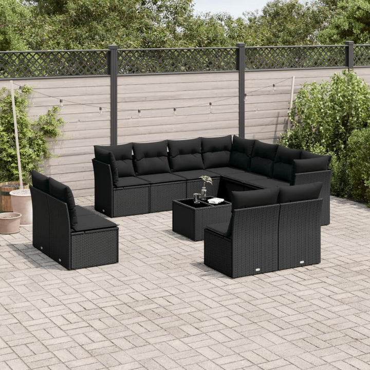 Loungegrupp För Trädgården M. Dynor 11 Delar Beige Konstrotting