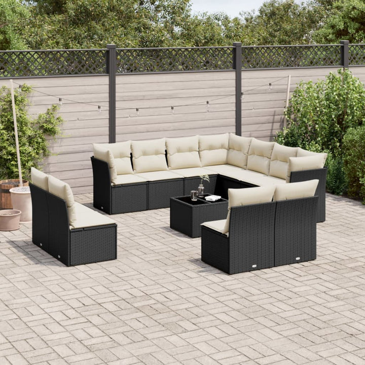 Loungegrupp För Trädgården M. Dynor 11 Delar Beige Konstrotting