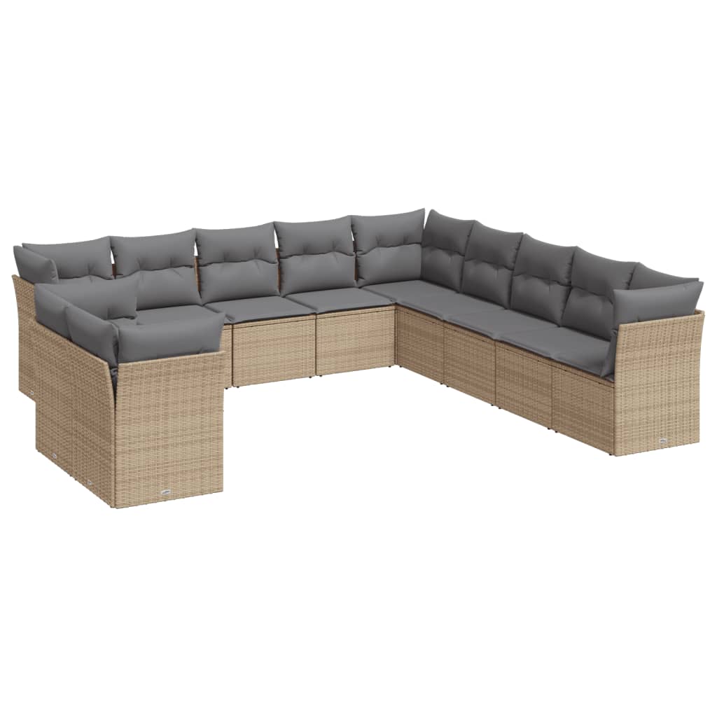 Loungegrupp För Trädgården M. Dynor 11 Delar Beige Konstrotting